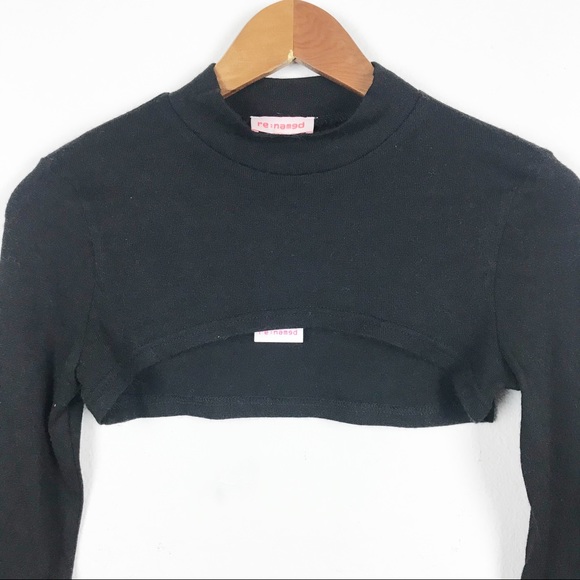 Re :named Black Long Sleeve Crop Top - Picture 4 of 8